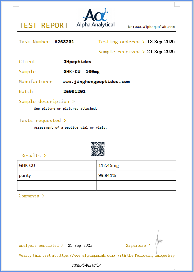 COA GHK-CU 100mg