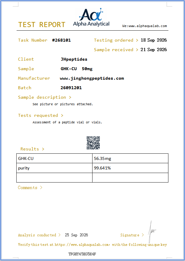 COA GHK-CU 50mg